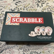 Scrabble Café Espresso Set - 4 x Espresso Cups & Saucers in Box