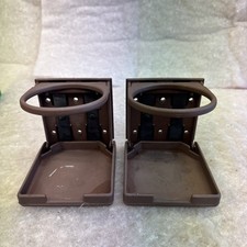 VW Bus Vanagon T25 T2 T3 Camper Westfalia Fold Down Drinks Holder Brown Pair