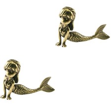  2pcs Mermaid Sculpture Brass