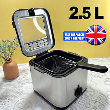 2.5L Compact Electric Stainless Steel Deep Fat Fryer Non-stick Chip Pan with Net