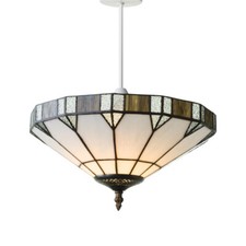 Light Shade Cream Tiffany Style Stained Glass Uplighter Pendant
