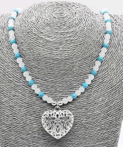 Large heart charm - charm, necklace