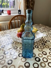 Large Blue Glass Wine Bottle