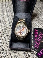Seksy by Sekonda Gold Flower Design Bejewelled Ladies Watch with Box