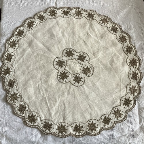 Cream linen lefkara embroidery - lefkara,