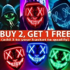Halloween Purge LED Mask Light Up Glowing Neon Cosplay Costume Party Wire Masks