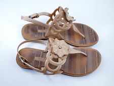 Grendha size 5 gold plastic buckle slingback strappy flat toe post beach sandals