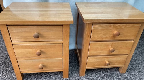 Pair oak bedside - pair,
