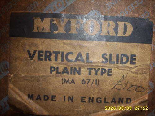 Myford verticle slide pluss - myford,