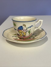 Vintage Coronet Ware Burslem Parrot & Company Demitasse Tea Cup & Saucer Garden
