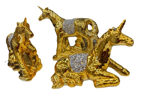 Golden unicorns statue home - 3,