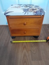 Storage Ottoman Foot Rest Rolling Hinged Top Drawer Rack Oak Foot Stool Tapestry