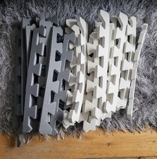 EVA Foam Square Floor Playmat Edges Strips Bundle - 16 Grey & 16 White 