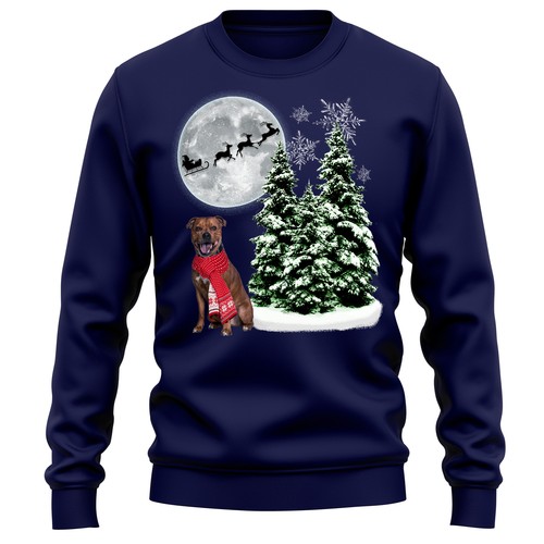 Staffy christmas jumper - staffy,