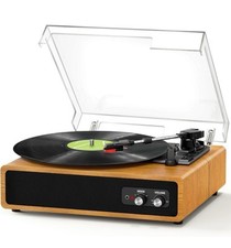 Record Player, Dual-Way Bluetooth Vinyl Player Driven by Belt 3 Speed
