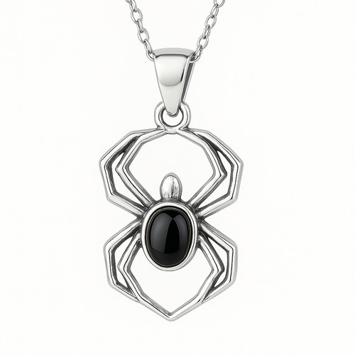 Spider pendant obsidian - spider,
