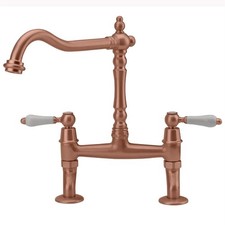 Tre Mercati Venice Bridge Sink Traditional Kitchen Mixer Tap Copper Dual Lever