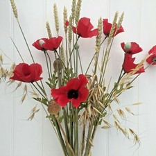 Mix of Realistic Artificial Faux Silk Poppies Dried Poppies and Wheat.