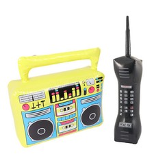 INFLATABLE RADIO BOOMBOX AND MOBILE PHONE 2 PIECE SET 80'S 90'S FANCY DRESS