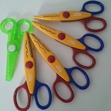 Baker Ross Craft Fancy Edge Children's Scissors X 4 Plus Extra Zig Zag Pair