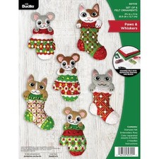 Bucilla Felt Ornaments Applique Kit Set of 6 - Paws & Whiskers 89701E