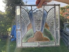 1930s original Victorian Vintage Stain Glass Window 33cm W x 32cm L. Piece 3