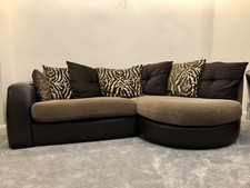 DFS Leather and fabric sofa set with cuddler and footrest