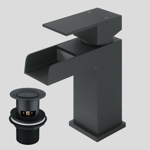 Black basin tap bath waterfall - black,