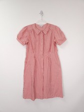 Agnes B Dress Size 42 Red White Stripes Button Up School Girl Peter Pan Collar
