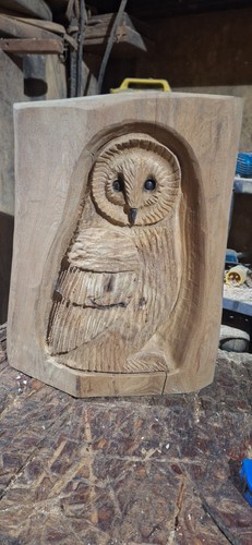 Chainsaw carving owl wood home - chainsaw,