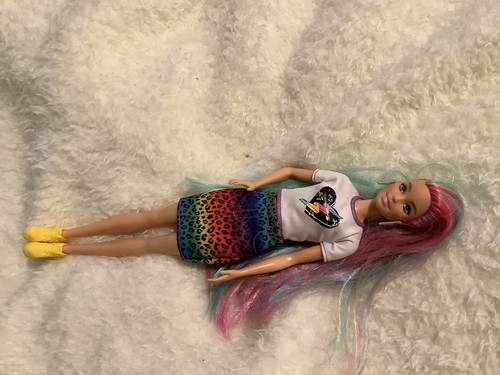 Barbie doll punk rainbow hair - barbie,