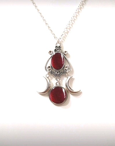 Silver and red moon goddess - &,