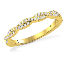 10K Yellow Gold Diamond Twist Ring Stackable Diamond Band Anniversary .25ct 