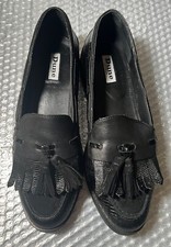 Dune London Black Leather Loafers Tassels Ladies UK 5 EU 38
