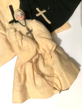 Rare Antique nun Doll 7 inches high hand stitched Habit