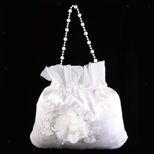 White satin pearl bridal - white,