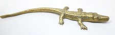 Brass Crocodile Figure Cast Metal Reptile Ornament 25cm with Long Tail