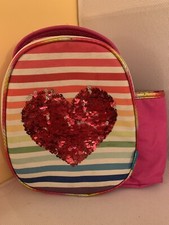 Smash Heart Two Way Sequin Insulated Lunch Bag Backpack Water Bottle Pocket 10”