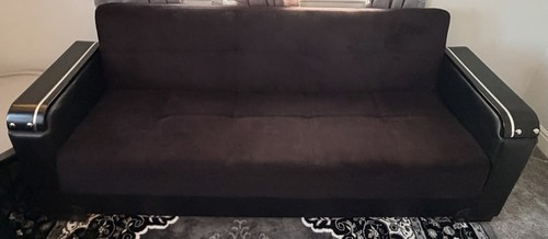 Modern black microfiber sofa - microfiber,