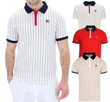 FILA Men's BB1 Classic Vintage Polo Shirt Short Sleeve Top Collared Stripe M-4XL