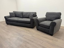 Lisbon Fabric 4 Seater Sofa & Armchair – Charcoal