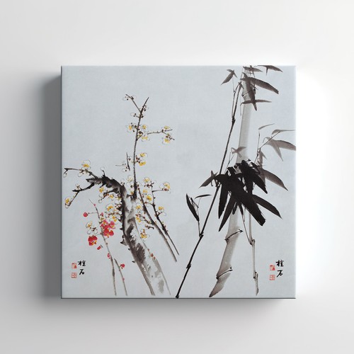 Chinese bamboo oriental canvas - bamboo,