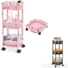 Storage Trolley 3 Tier Metal Rolling Cart with Baskets Lockable Wheels KINGRACK