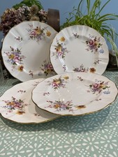 Four ROYAL CROWN DERBY ENGLISH BONE CHINA DERBY POSIES DINNER PLATEs 26.5 CM.