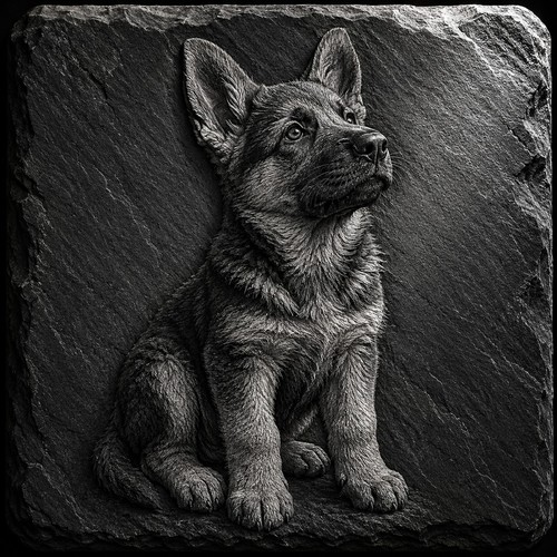 German shepherd dog engraved - german,