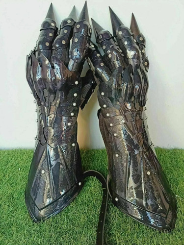 Medieval black gauntlet - , pair