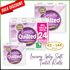 Gentille 3ply Quilted Toilet Rolls Luxury Soft Tissue 45-144 Pack