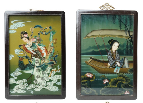 Antique chinese pictures pair - antique,