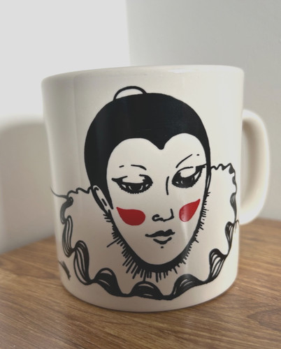 Vintage pierrot clown mug - vintage,