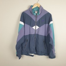 Vintage Puma Windbreaker Jacket Mens Large Blue Purple Retro 90s Lined Sports